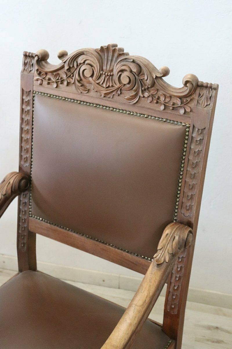 photo buy Late 19th Century Carved Walnut Throne Chairs, Set Of 2