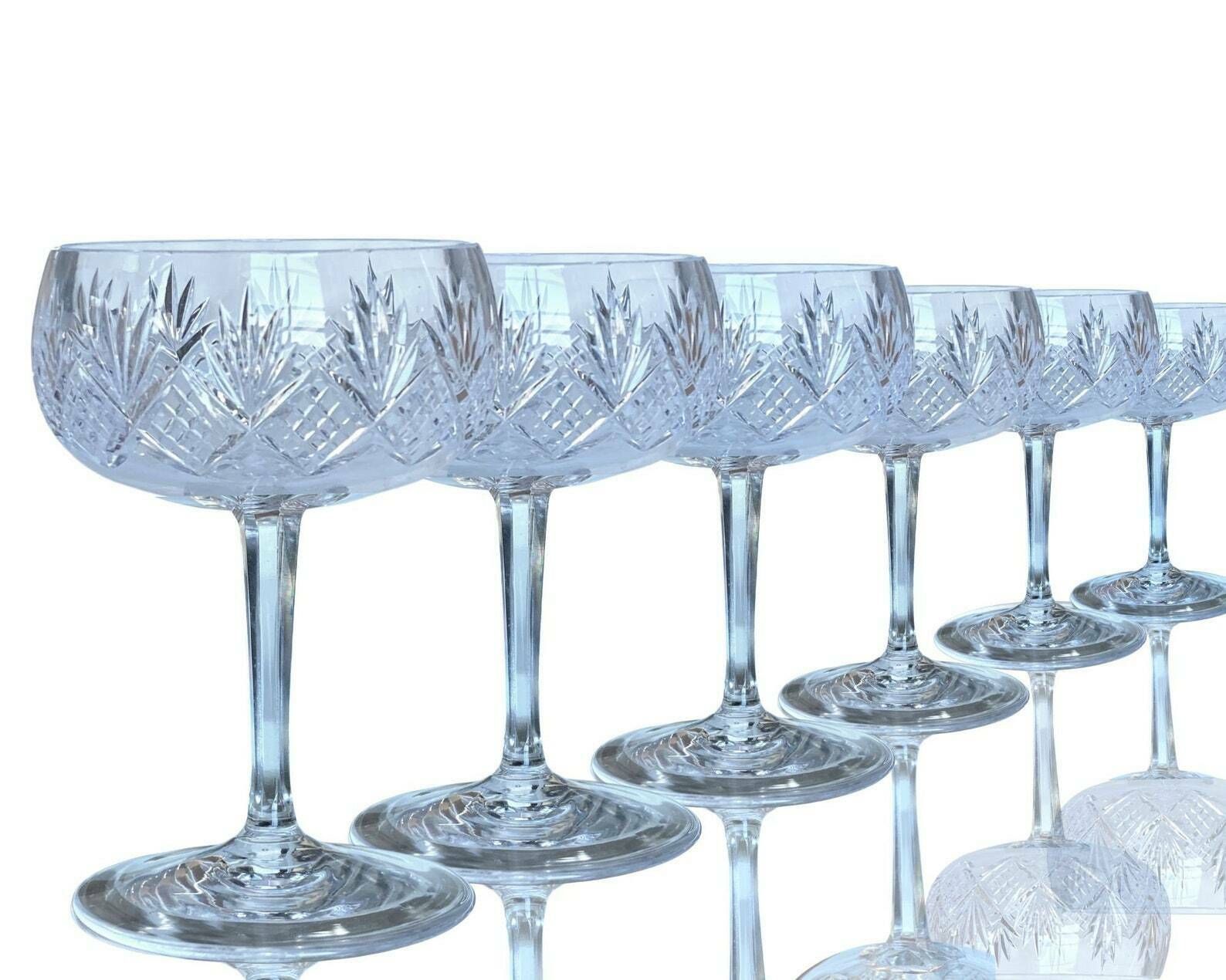 Kristallen Champagneglazen | Champagne Coupes | 6 Stuks | Kruissneden En Hoge Steel