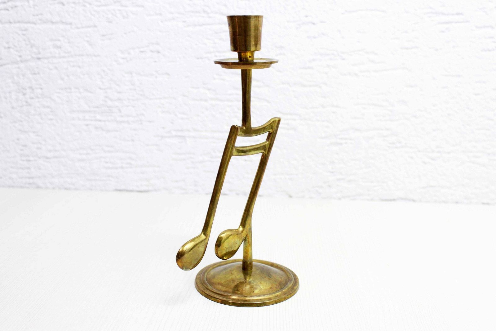 Vintage Musical Note Brass Candlestick photo furniture