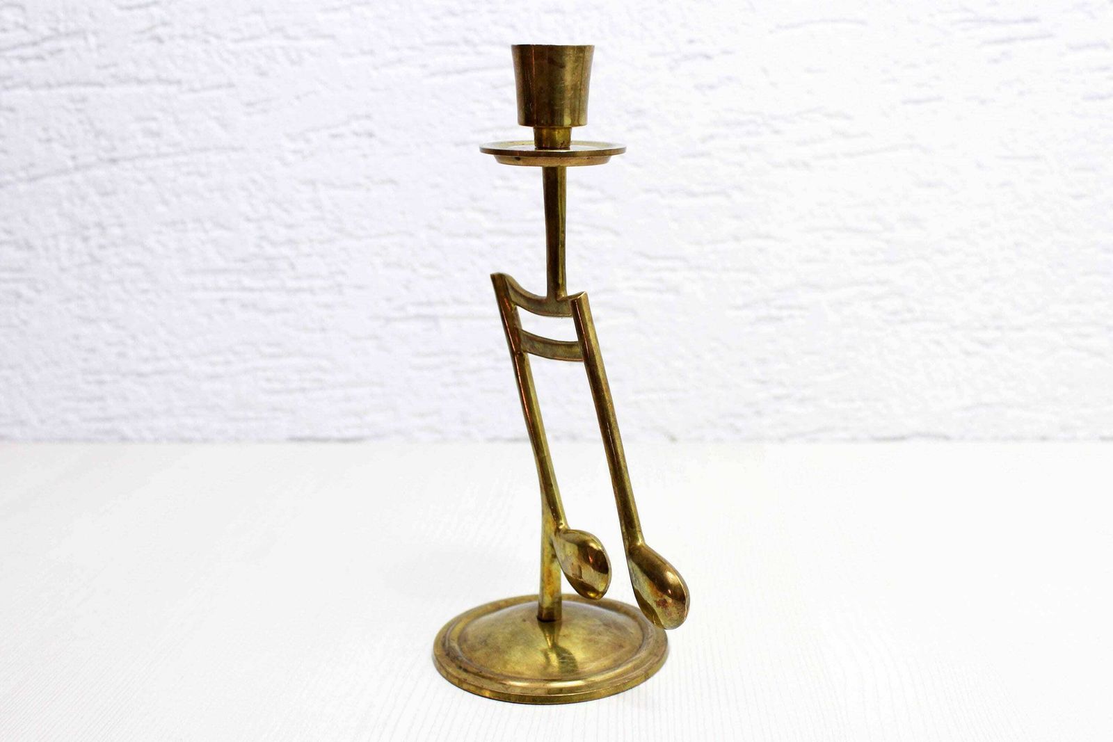 Vintage Musical Note Brass Candlestick photo for sale