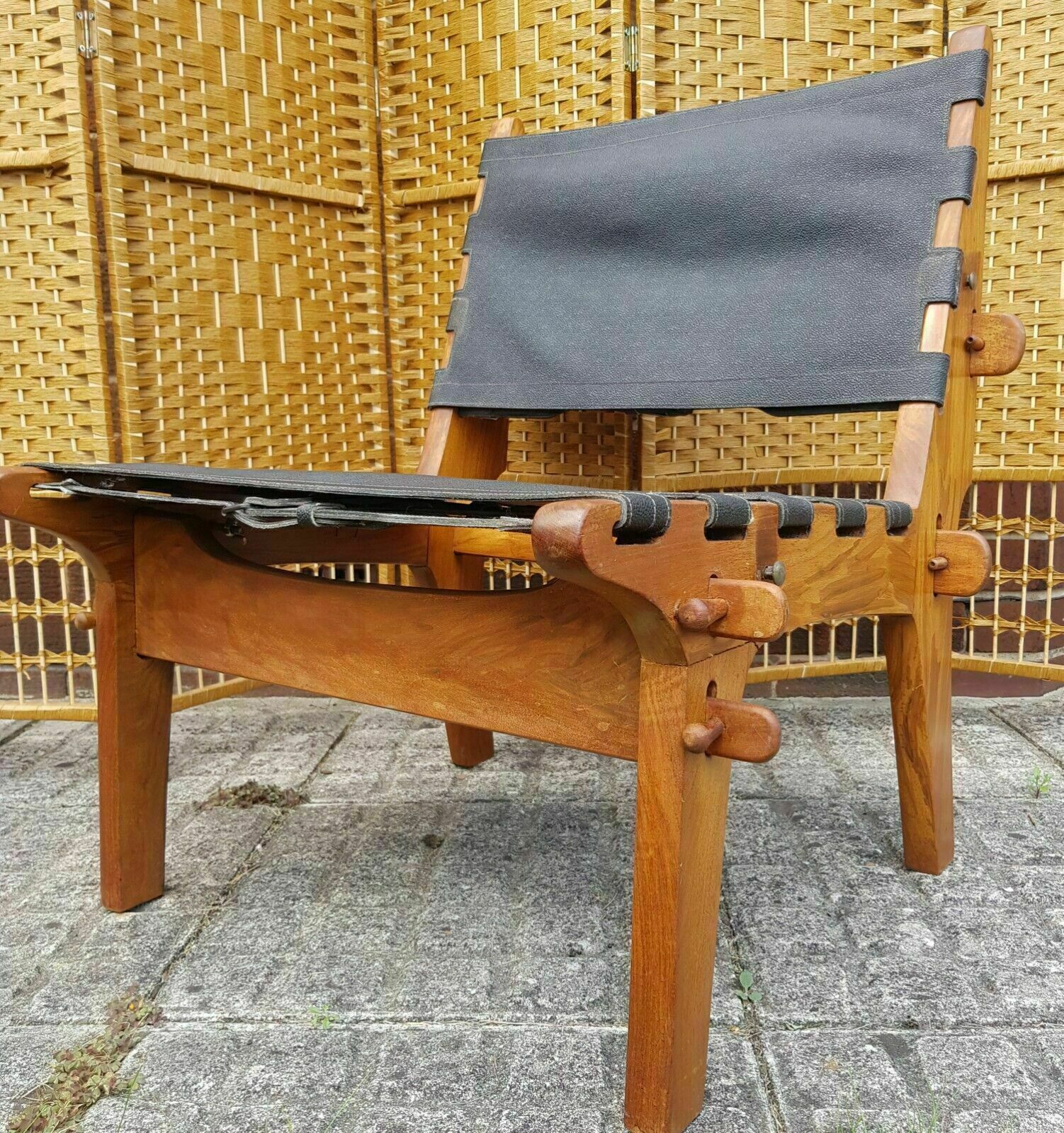 photo furniture Safari Chair By Angel Pazmino Rosewood And Leather Mid Century Vintage 60s.