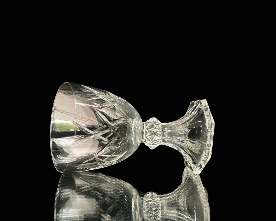 Val Saint Lambert Wine Glasses | Hexagon Hollow Foot | Model Yale (Weird Cut) | 6pcs | Sound! photo for sale