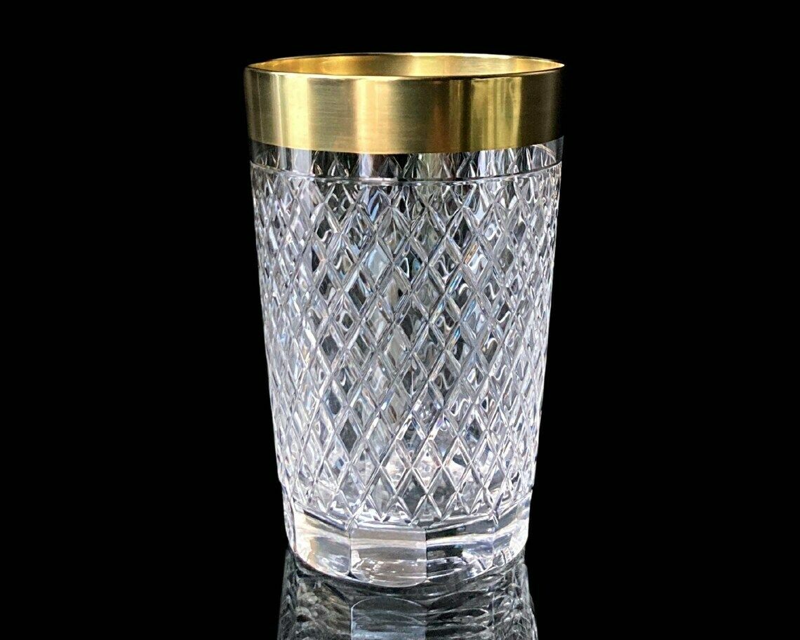 Crystal Water Glasses | Cocktail Glasses | 6pcs| Tumblers With 24k Gold Trim | Rheinkristall| 1950s photo for sale
