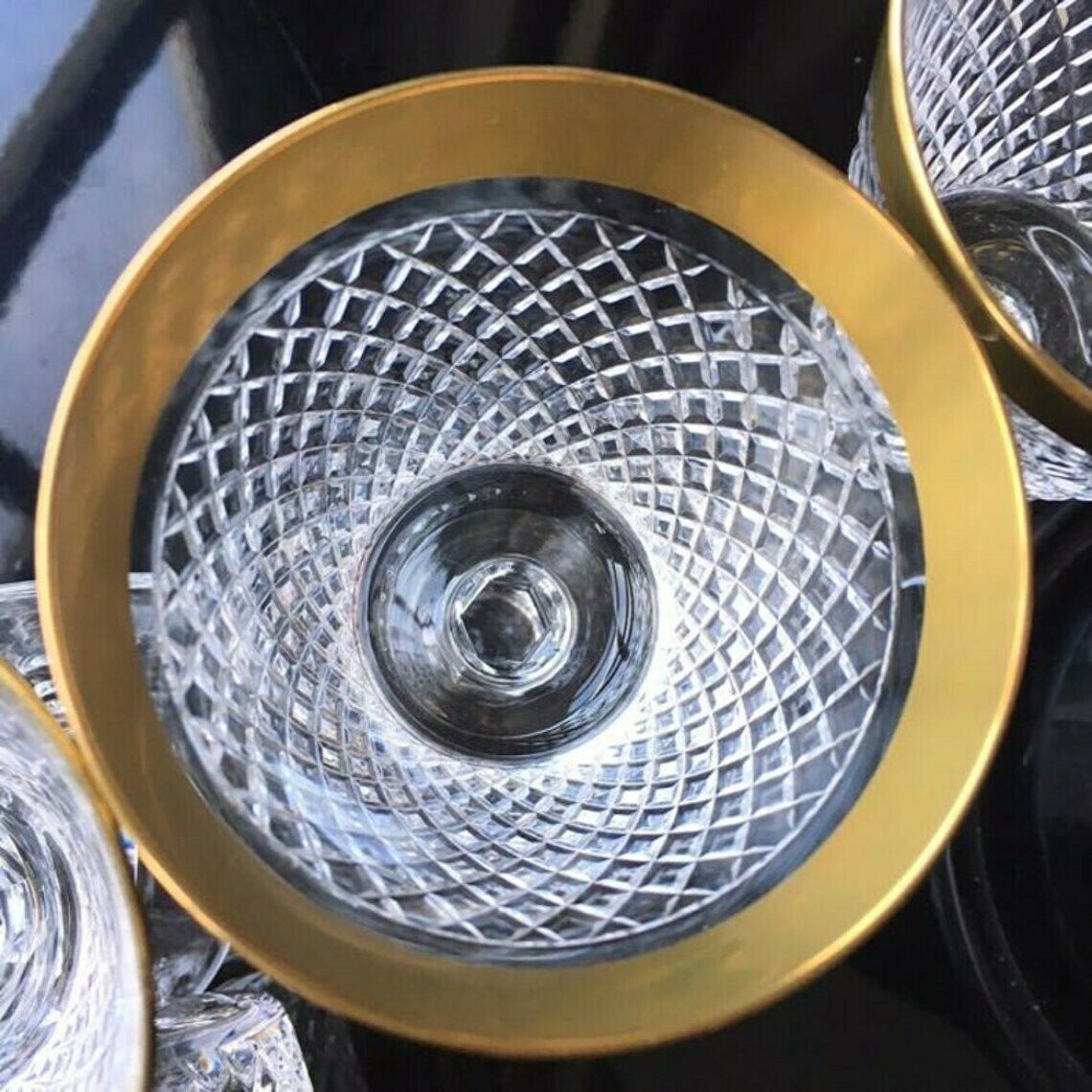 Crystal Water Glasses | Cocktail Glasses | 6pcs| Tumblers With 24k Gold Trim | Rheinkristall| 1950s photo 298.0