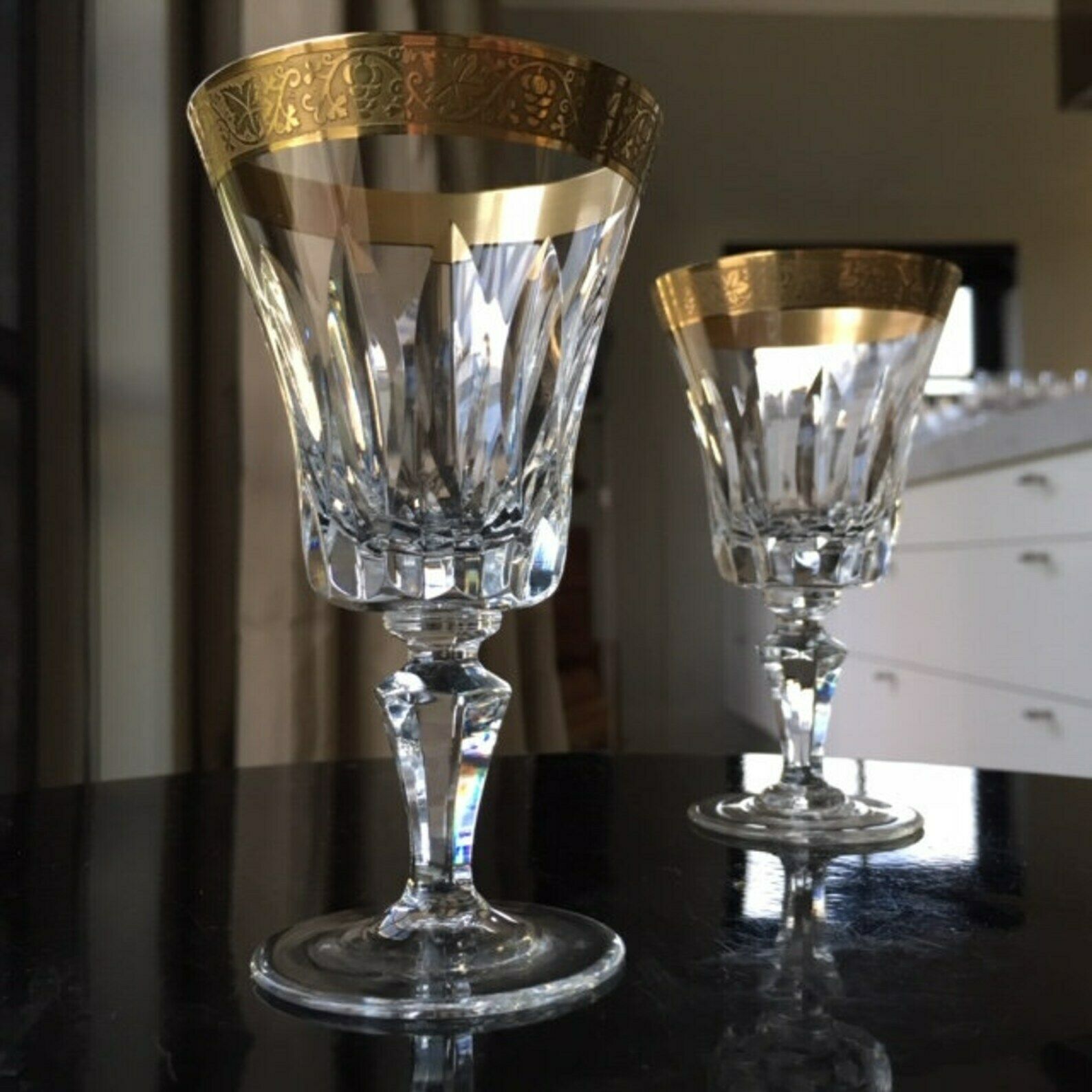 5x Cordial Glasses, Aperitif Glasses With 24k Gold Encrusted Trim / Spiegelau photo vinterior