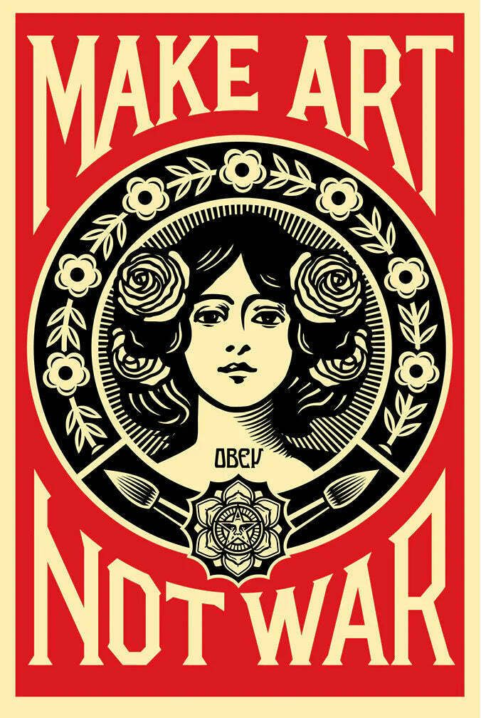 Make Art Not War Offset Lithograph On Thick Cream Speckle Tone Paper