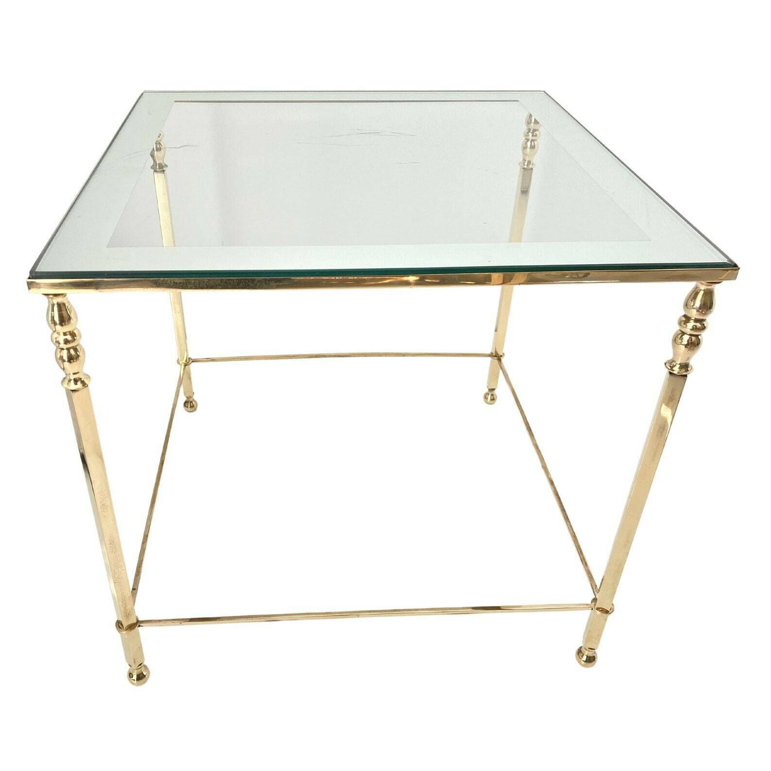 Messing Salontafel | Gouden Bijzettafel | Eindtafel Uit De Jaren 1970 | Helder Met Spiegelglas photo furniture