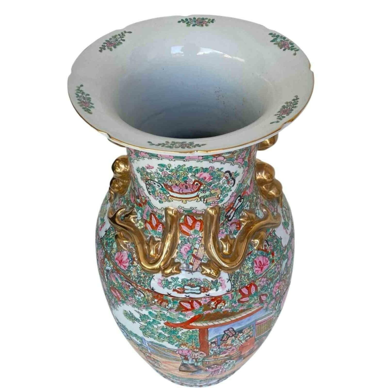 Large Canton Chinese Vase | Xxl | Signed | Family Rose photo for sale