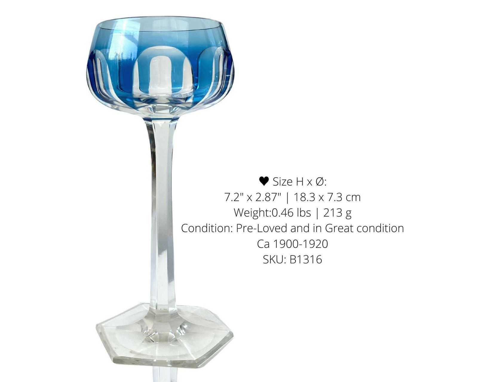 Aquamarijn Wijnglas | Kristallen Zeshoekige Voet | Lady Hamilton (1 Stuk) photo furniture