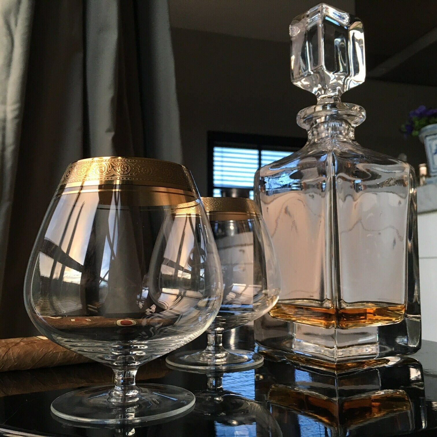 Crystal Brandy Snifters | 2pcs| Cognac Glasses | 24k Gold Rim (Mintonborde) Theresienthal photo 108.0