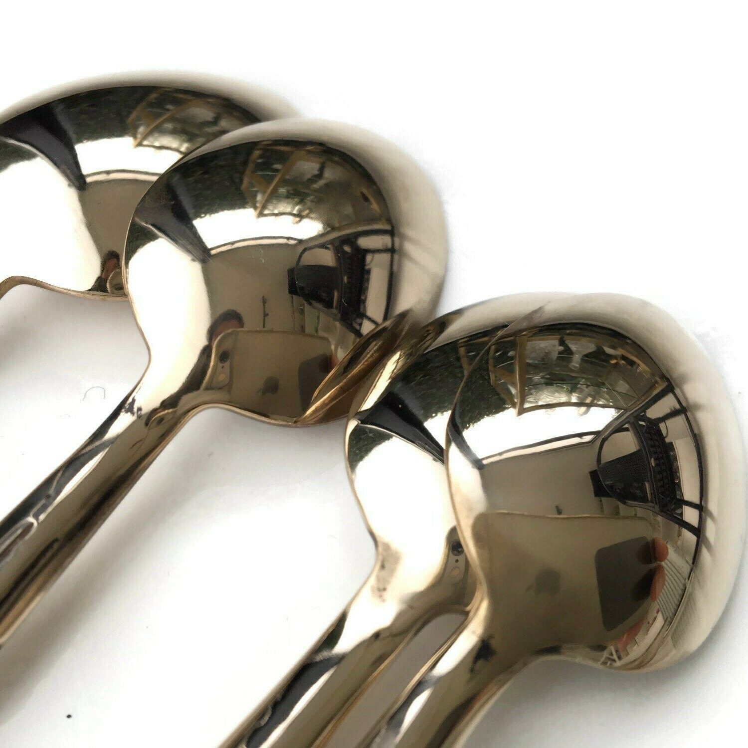 6x Brass Bamboo Spoons | For Coffee | Polished Brass | Vintage Flatware photo Home Decor