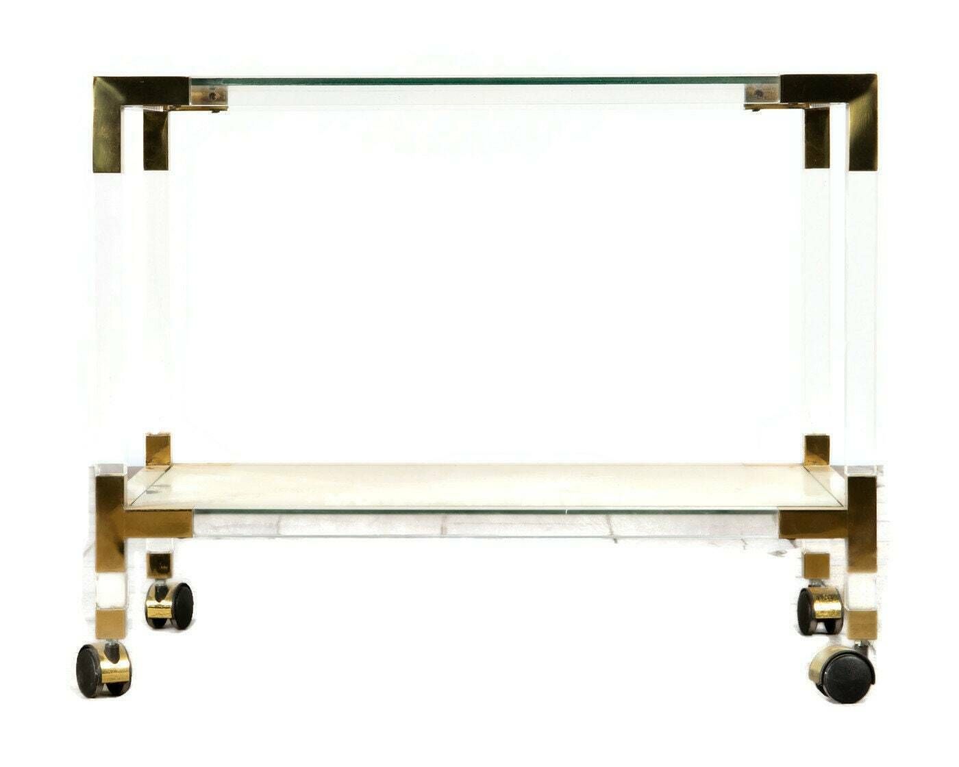 Pierre Vandel Bar Cart In Lucite, Brass And Glass. photo for sale