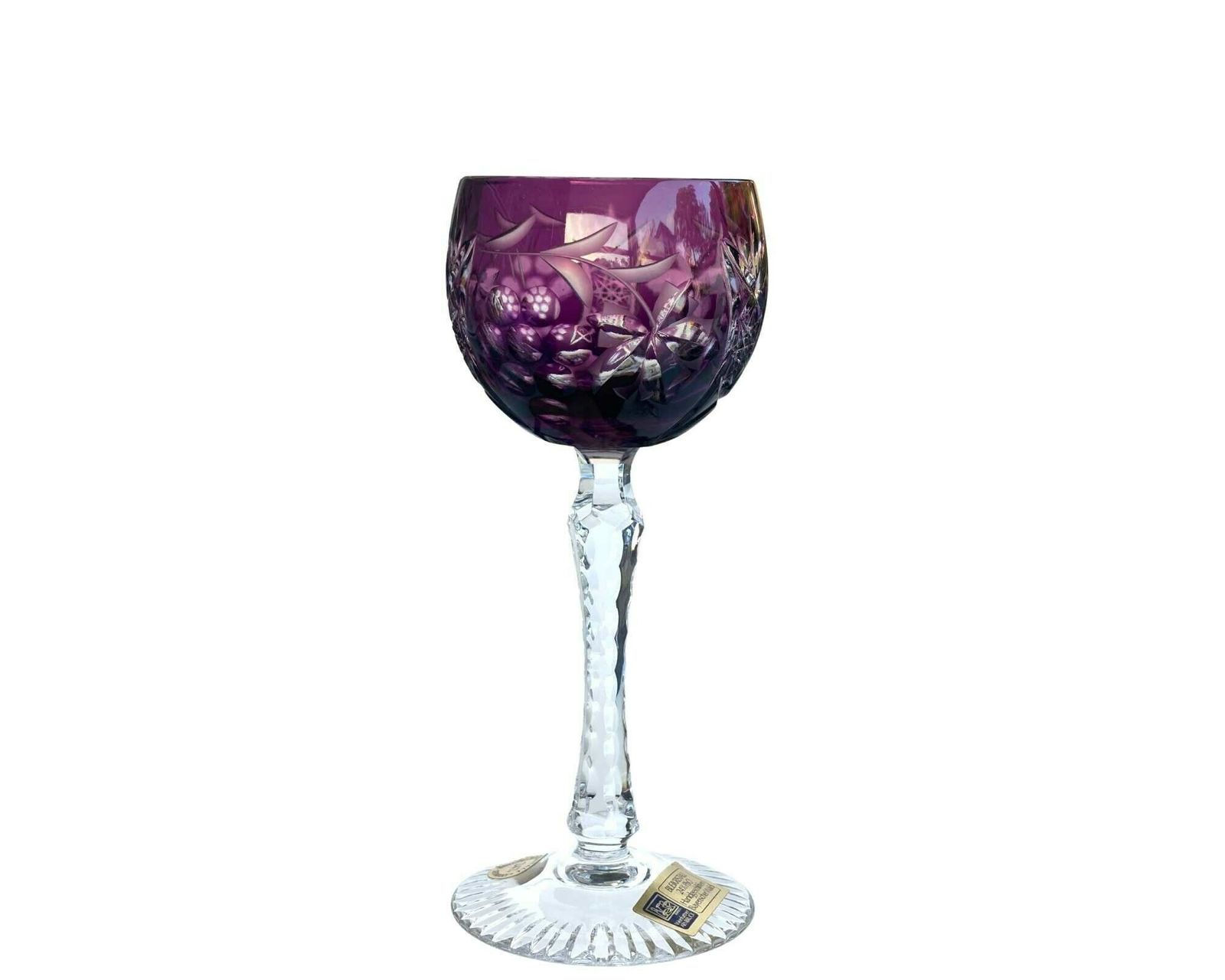 6x Paarse Wijnglazen | Amethyst Wijnglazen | Motief Druiven | Cut To Clear Kristal photo furniture