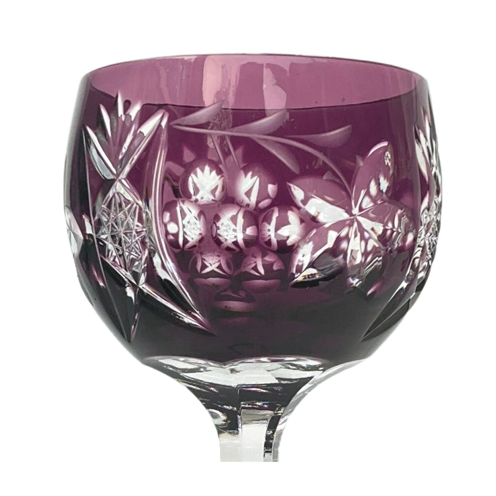 6x Paarse Wijnglazen | Amethyst Wijnglazen | Motief Druiven | Cut To Clear Kristal photo vinterior