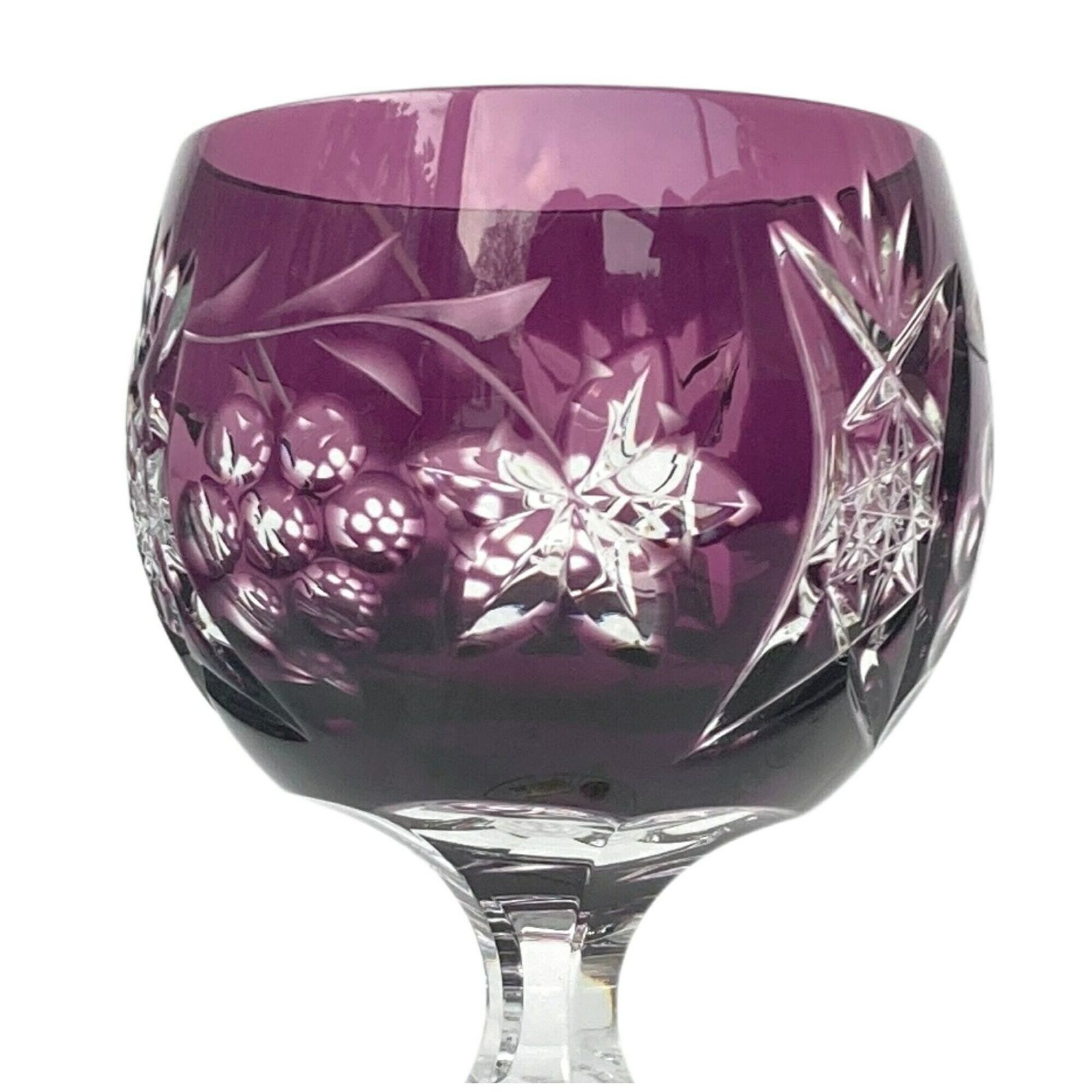6x Paarse Wijnglazen | Amethyst Wijnglazen | Motief Druiven | Cut To Clear Kristal photo buy
