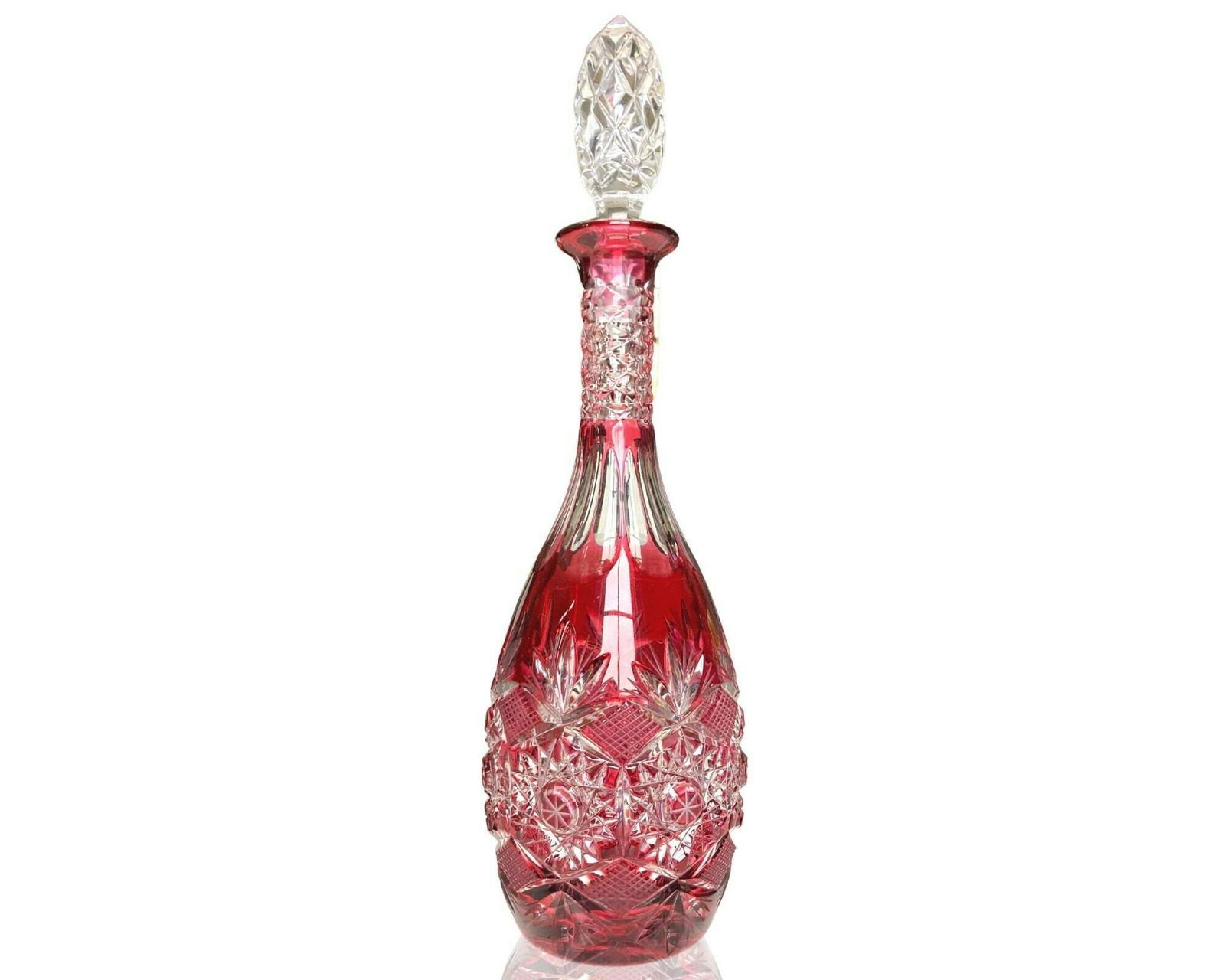 Crystal Red Decanter | Edwardian Carafe | Circa 1920 1950