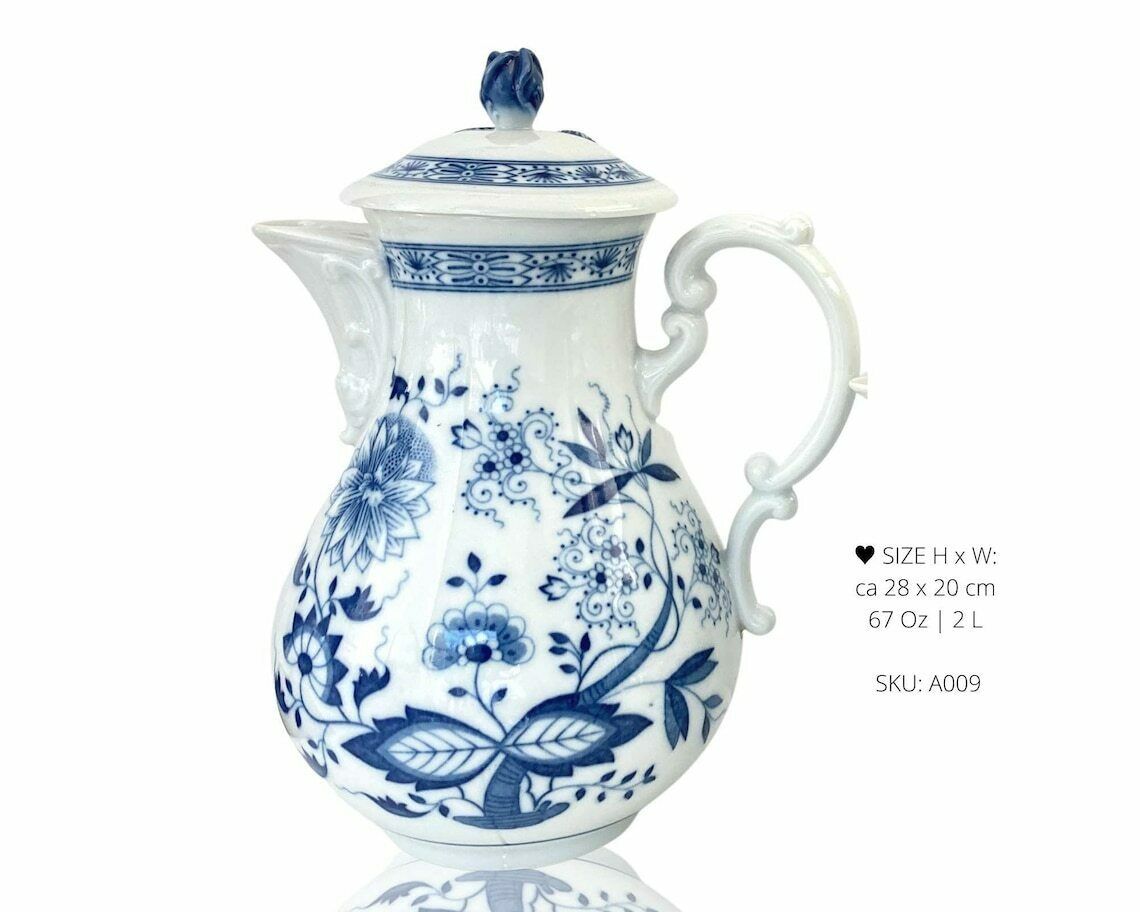 Big Porcelain Coffee Pot  Blue Onions  Holds 67 Oz  2 L  Serves 12  Hutschenreuther (Rosenthal) photo furniture