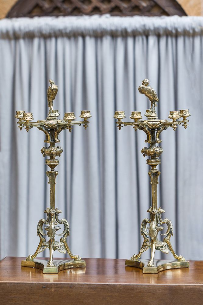 A Pair Of Regency Gilt Metal Five Branch Candelabra