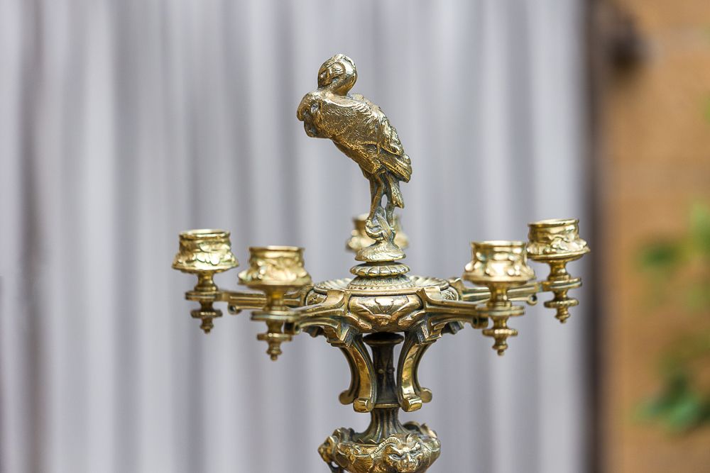 A Pair Of Regency Gilt Metal Five Branch Candelabra photo vinterior