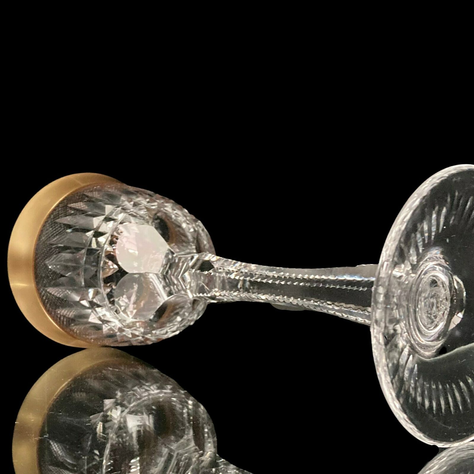 2x Kristallen Wijnglazen | 8,4" Hoog | Lismore Geslepen | Rococo | 24k Goud photo 199.0