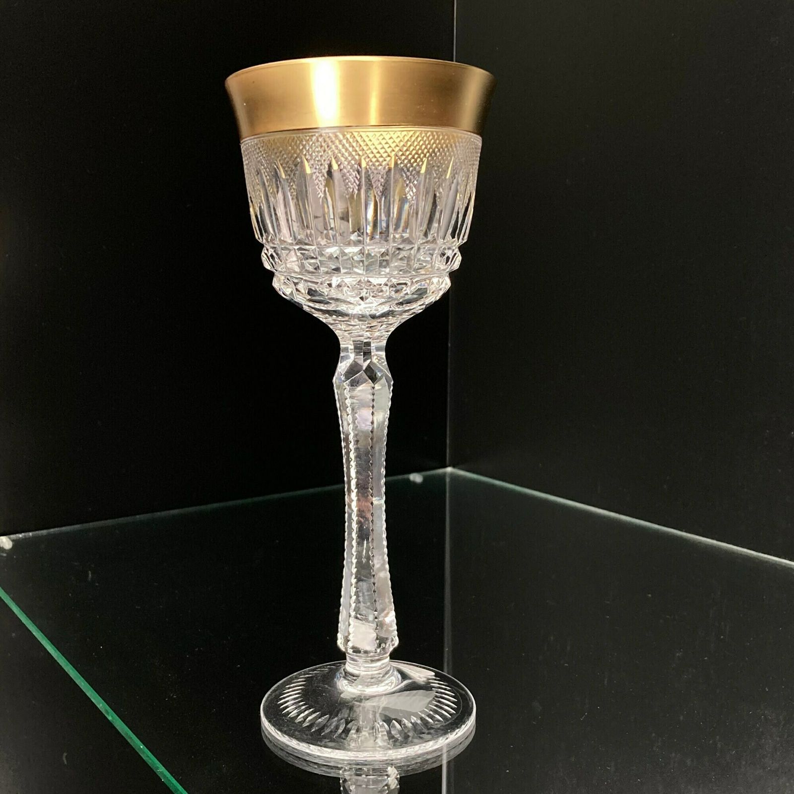 2x Kristallen Wijnglazen | 8,4" Hoog | Lismore Geslepen | Rococo | 24k Goud photo vinterior