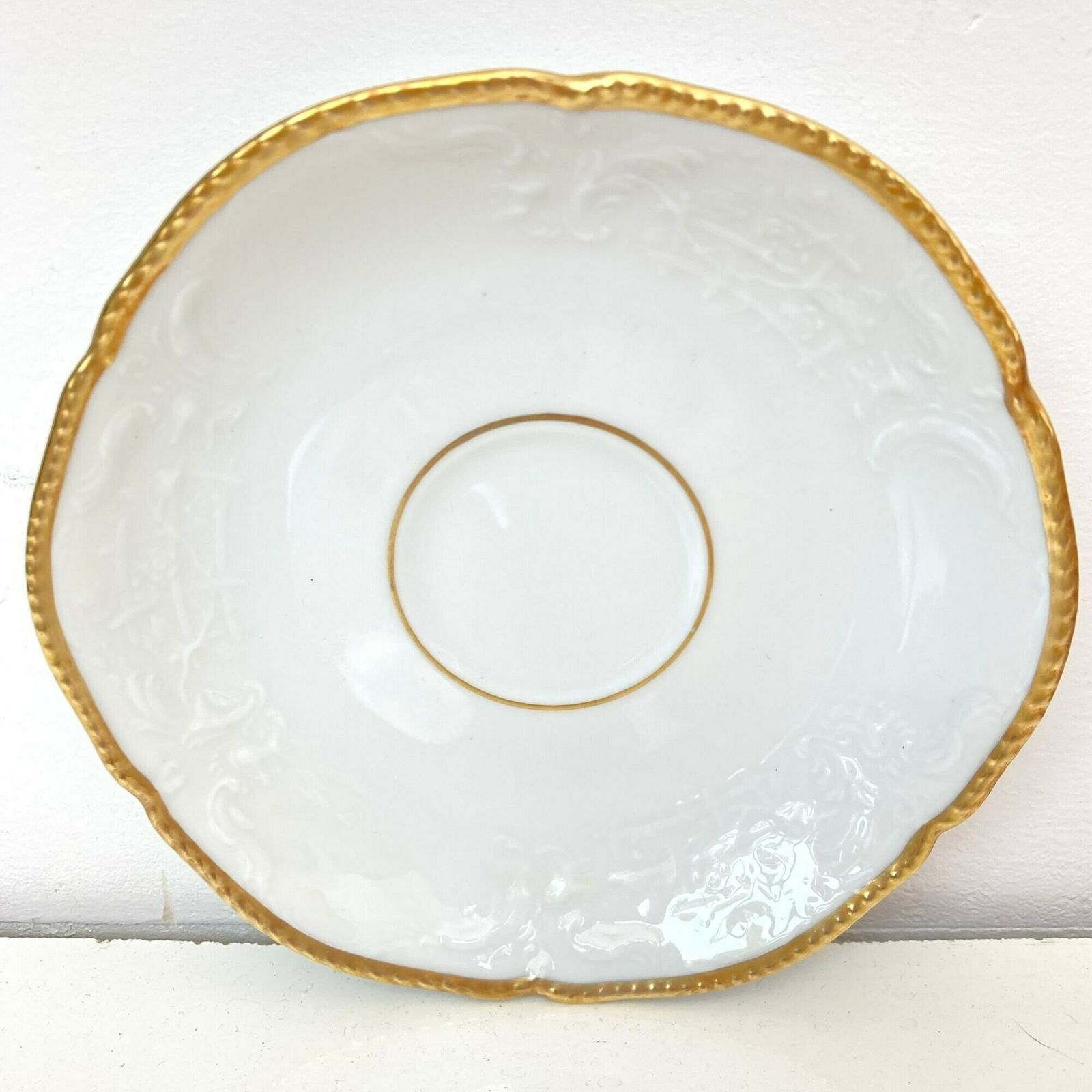 Rosenthal Koffiekopje, Schotel En Borden Set | 5 Delig | Handgeschilderd | Wit Goud | Classic Rose | photo vinterior