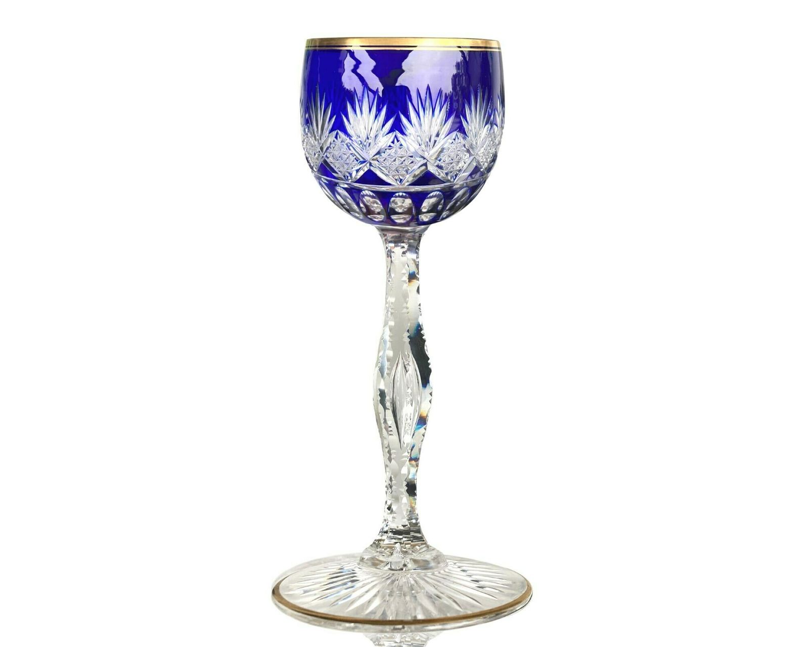 Crystal Blue Wine Glass | Saint Louis Lafayette | Airbubble | Circa 1905 photo furniture