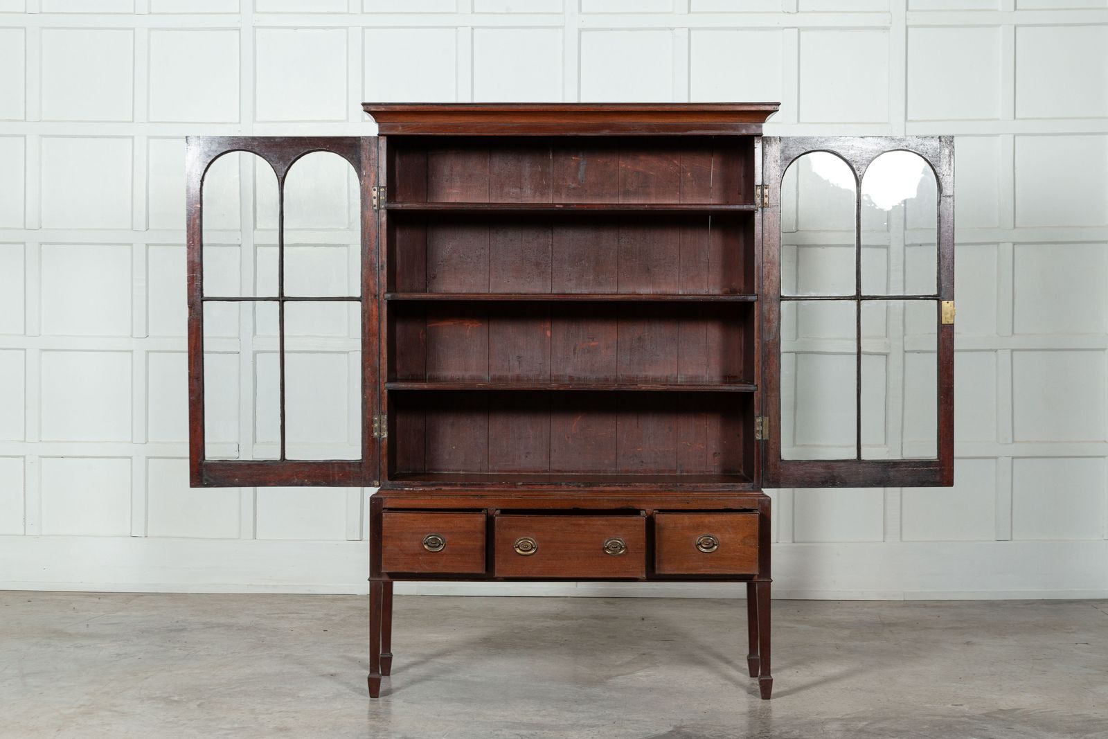 English Mahogany Arched Glazed Dresser Cabinet photo furniture
