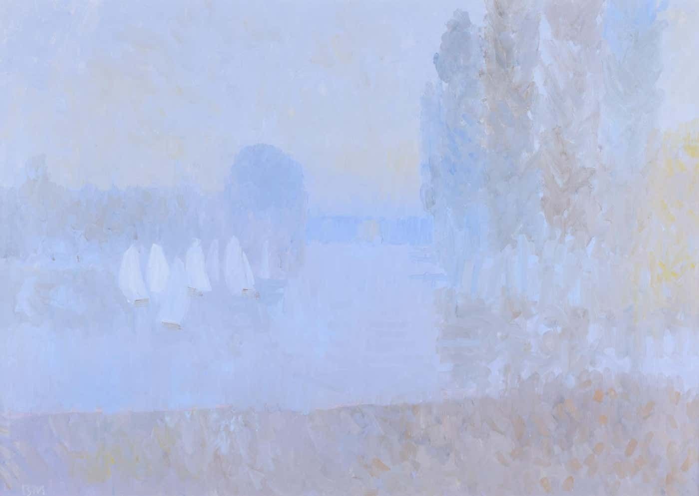 Chiswick Reach, River Thames, London Oil Painting By Bernard Myers