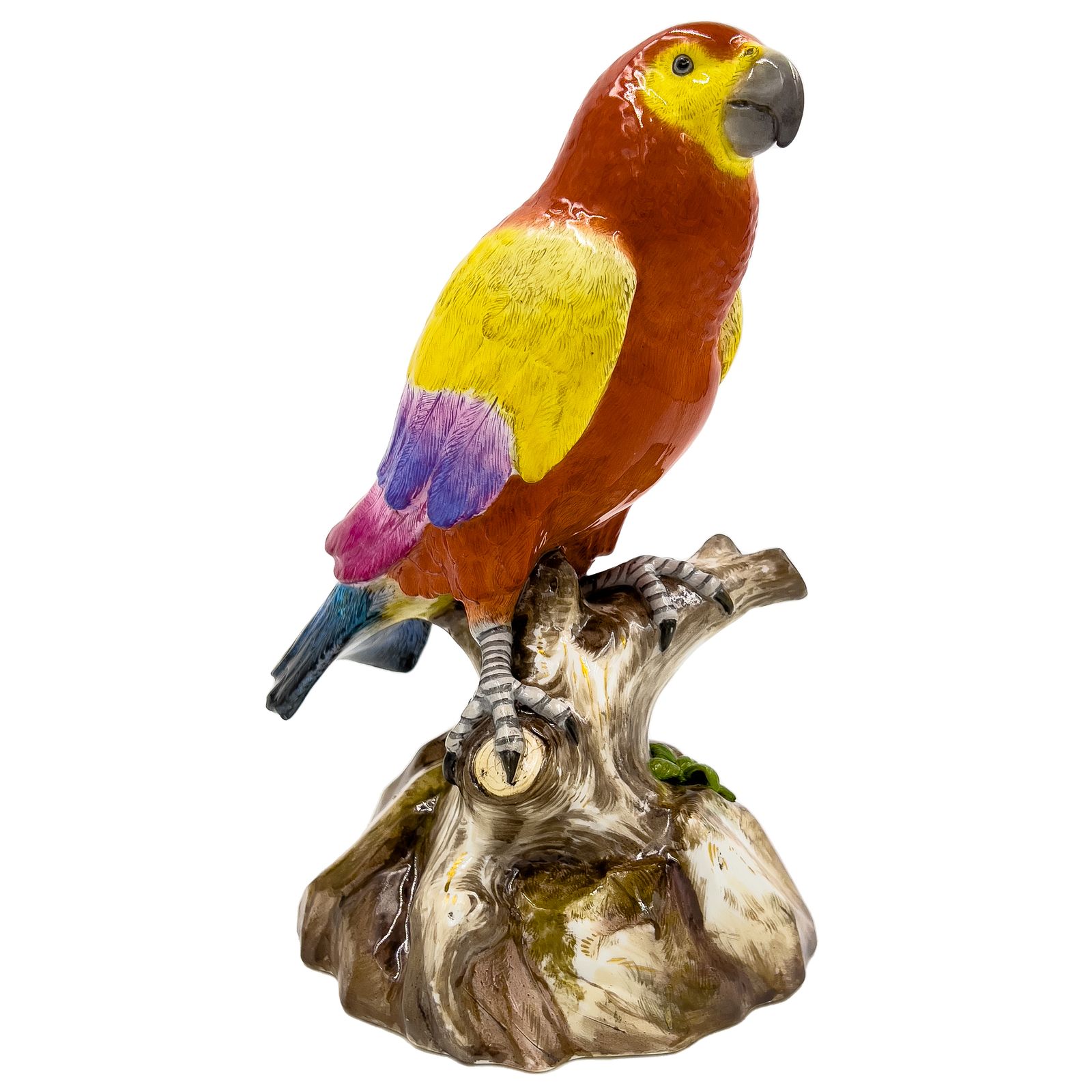 Large 19th Century Meissen Figure Of A Multi Coloured Parrot