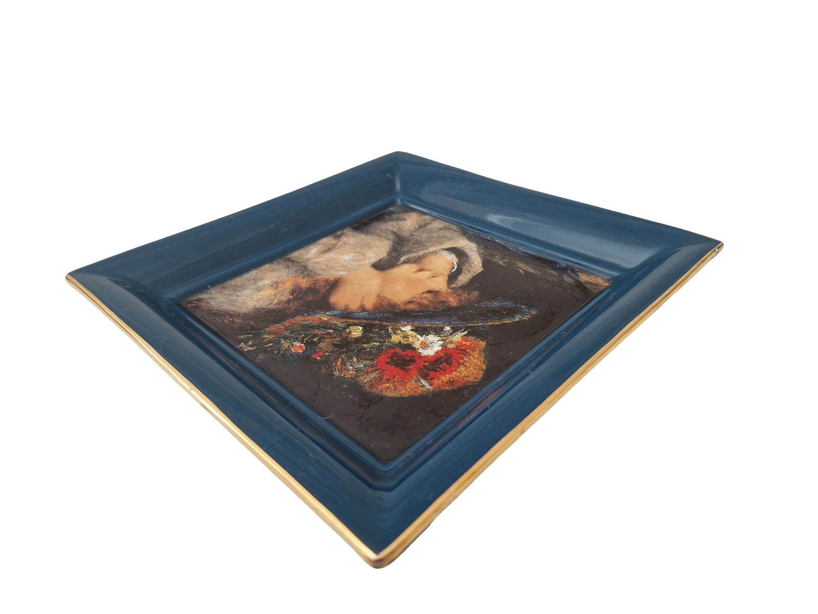 Renoir Girl In Hat Portrait Catchall Tray By Luneville Ceramic, French Impressionist Home Decor, Coin & Key Dish photo vinterior