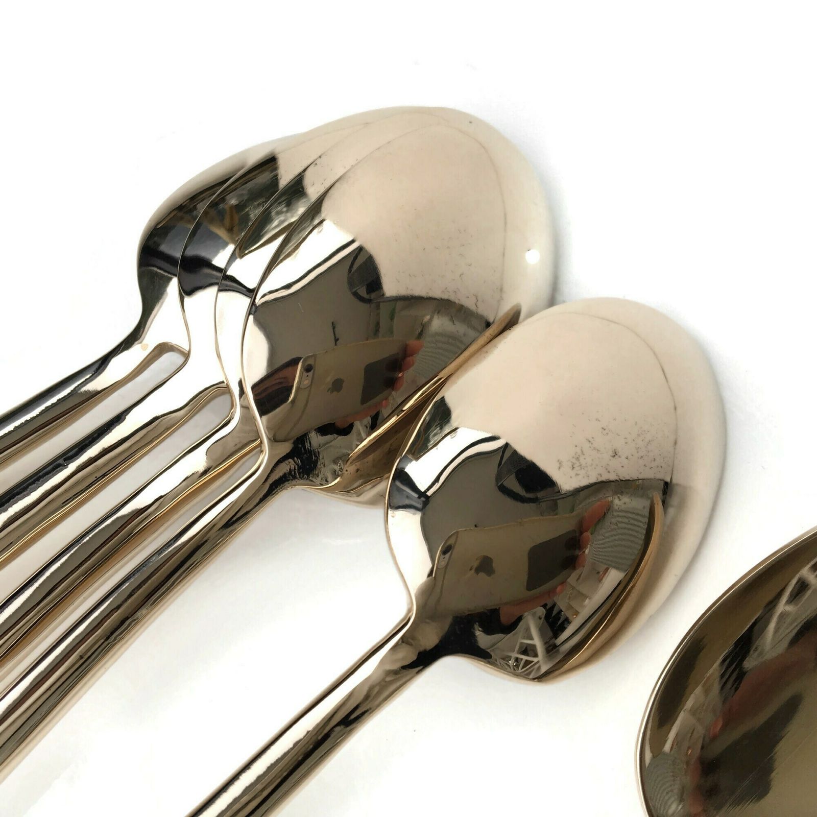 Brass Sorbet Spoons | 6pcs   7" | Cocktail Stirrers | Bamboo Pattern | Vintage As New photo Home Decor