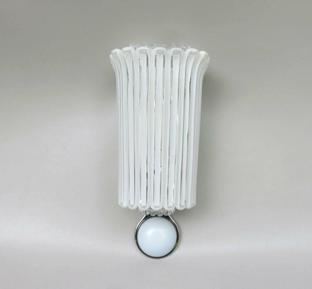 Wall Lights In Glass, Porcelain & Chrome Plate From Limburg, Keuco, 1970s, Set Of 2 photo vintage