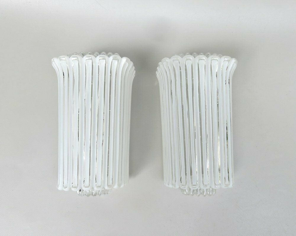 2319.65 Wall Lights In Glass, Porcelain & Chrome Plate From Limburg, Keuco, 1970s, Set Of 2 photo