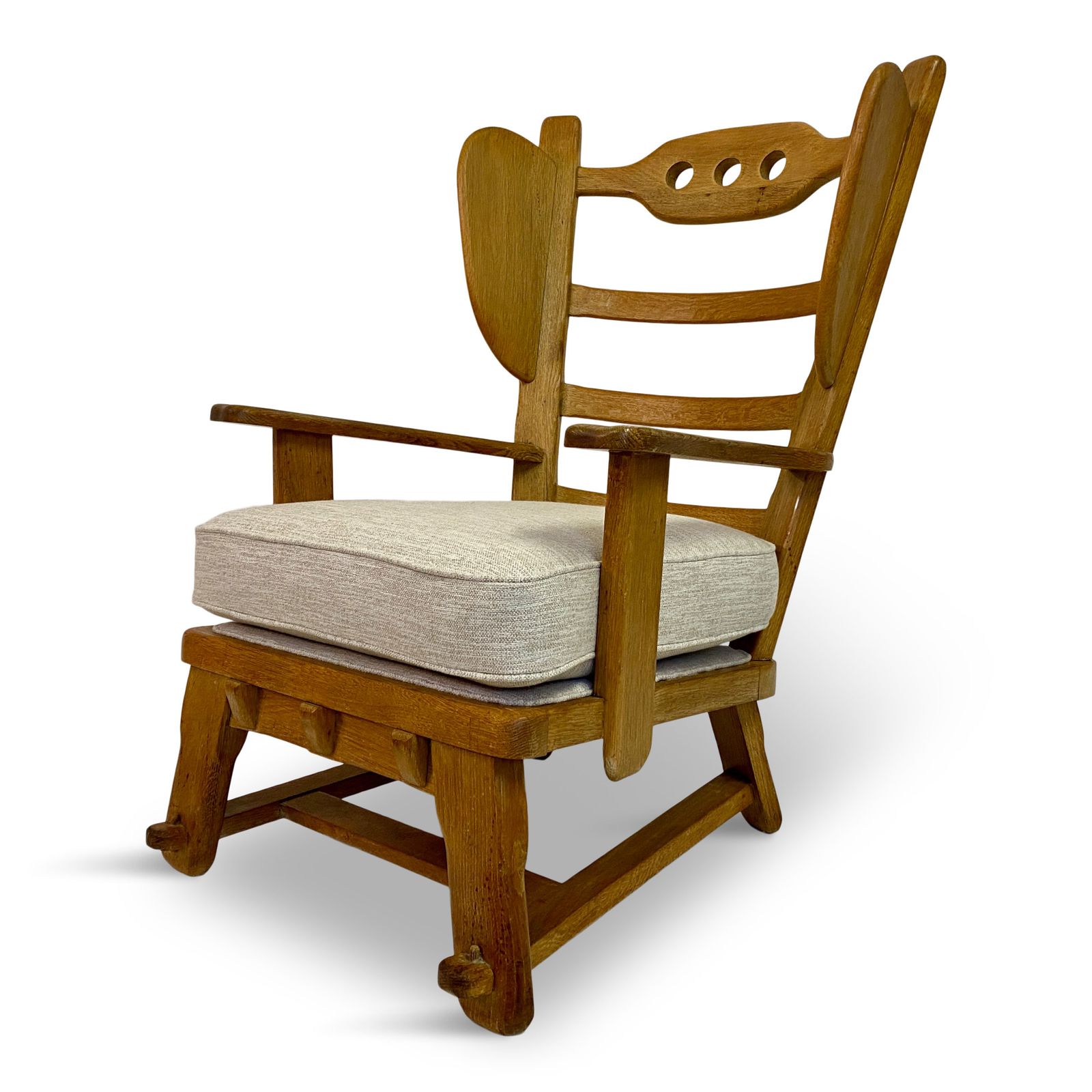1960s Dutch Oak Brutalist Armchair