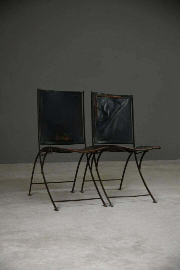 Late 19th Century French Iron & Leather Chairs photo vinterior
