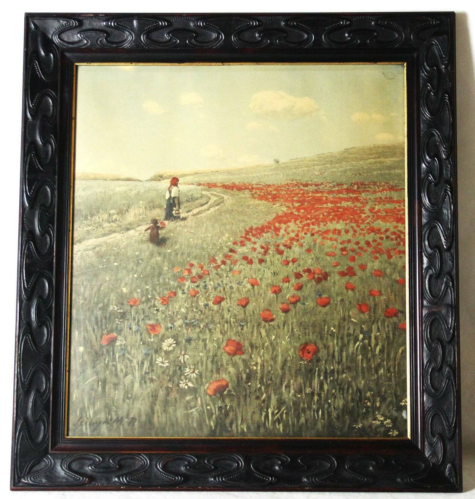 Poppies In The Field, 1970s, Vintage photo furniture