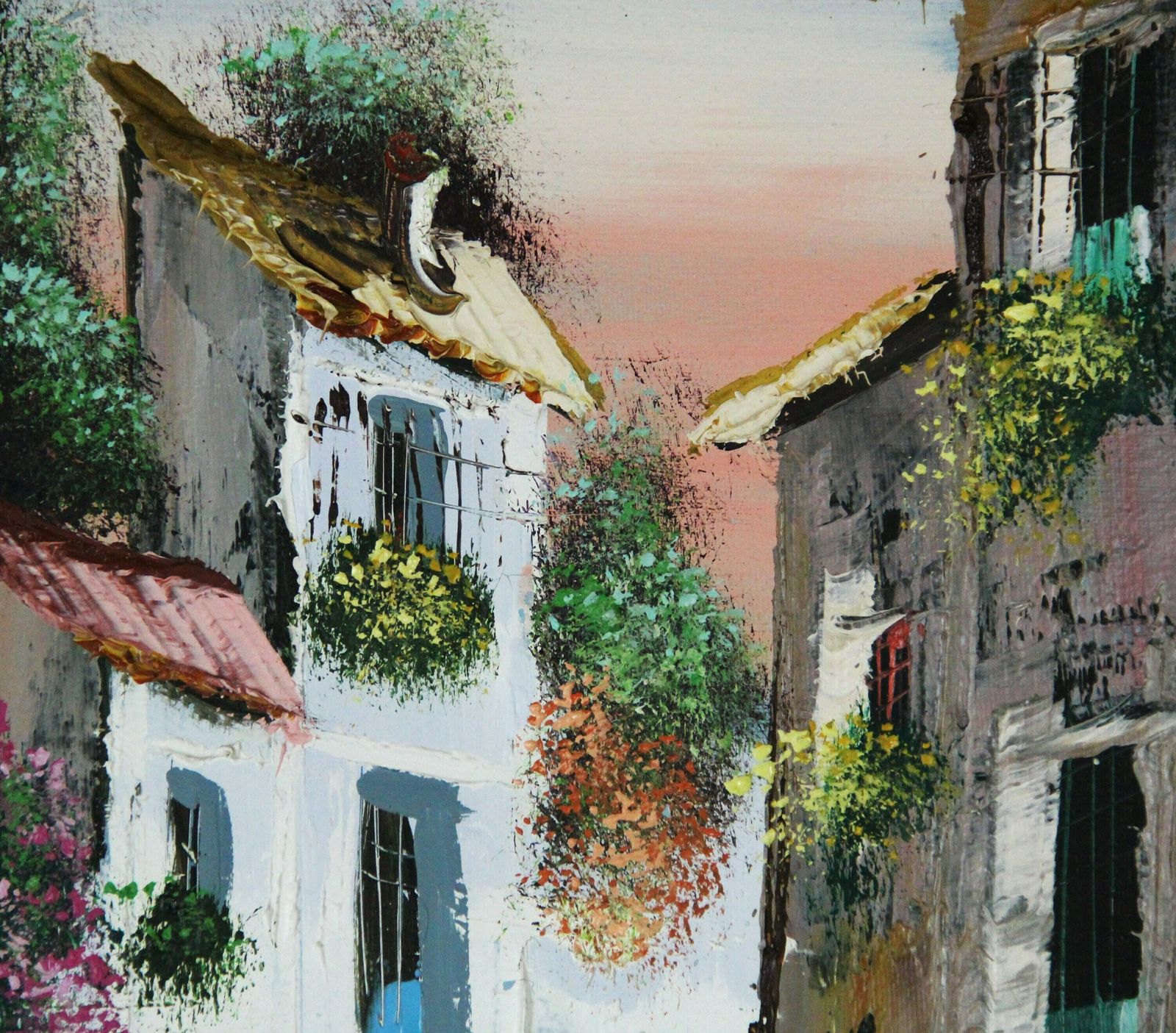 Painting Of A Street In A Typical Spanish Village. photo 129.0