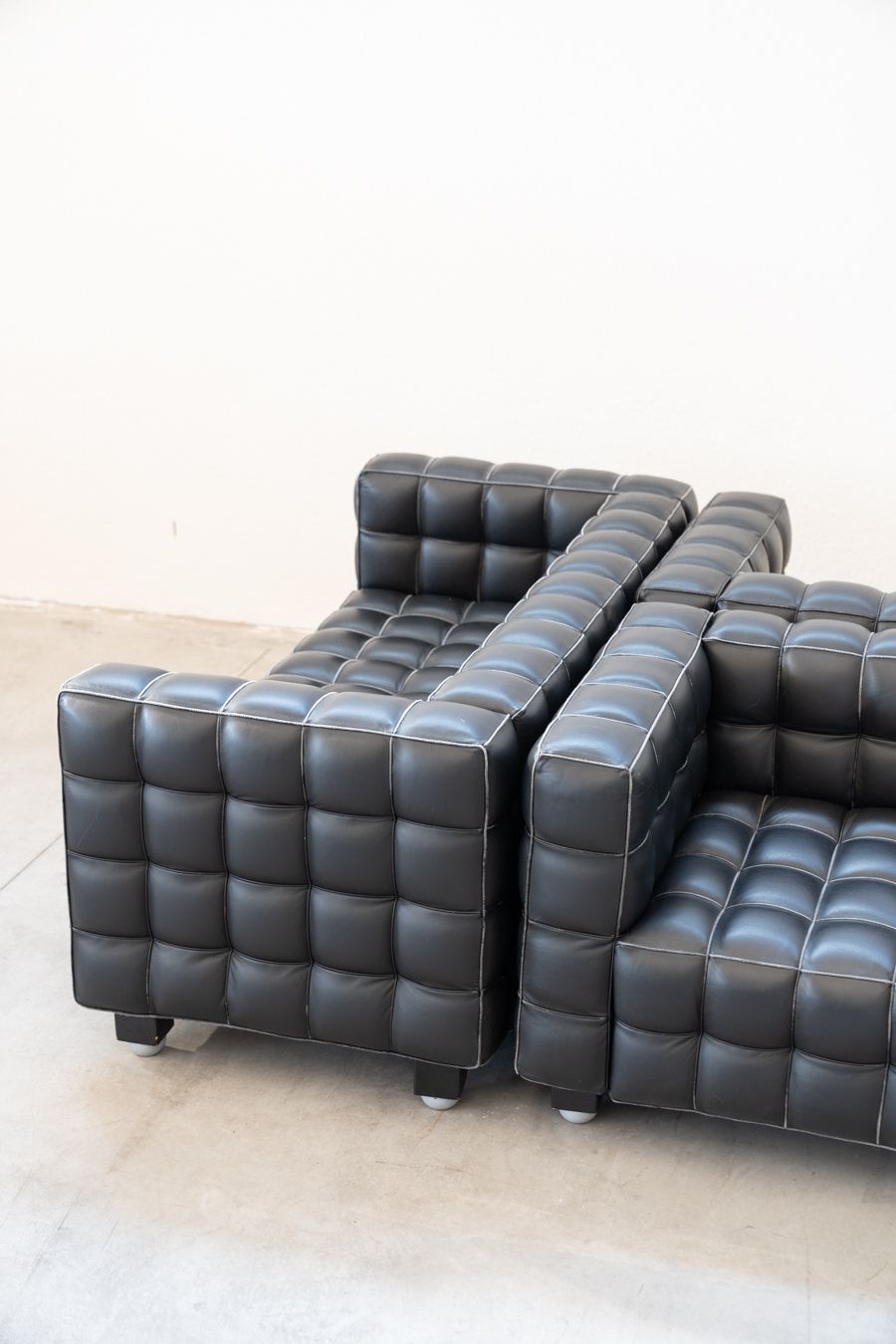 Furniture Kubus Sofas, Two Seater By Josef Hoffmann For Wittmann, 1980s, Set Of 4 photo