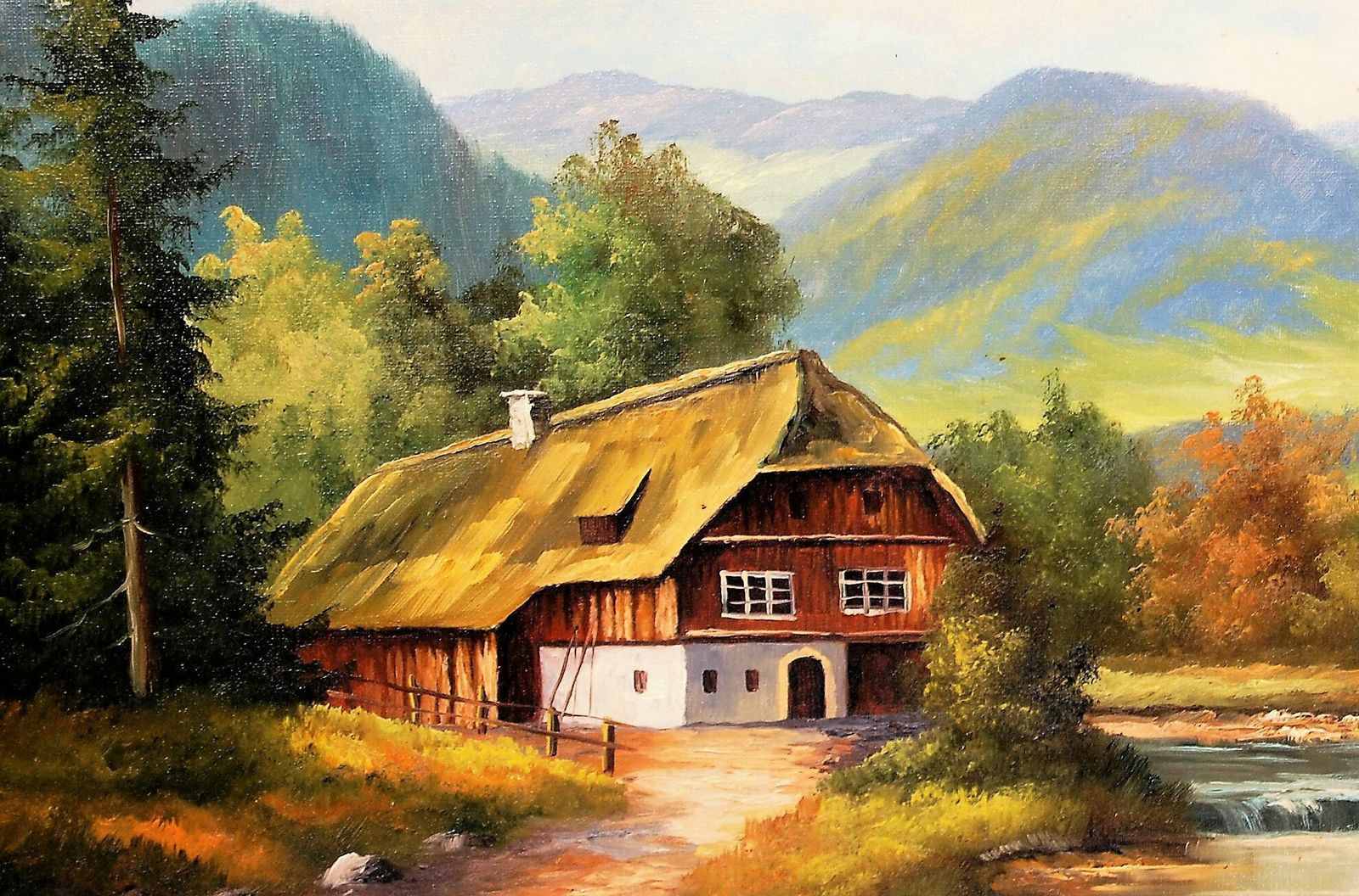 Farm In The Black Forest Mountains, Oil Painting By H. Friedrich photo for sale