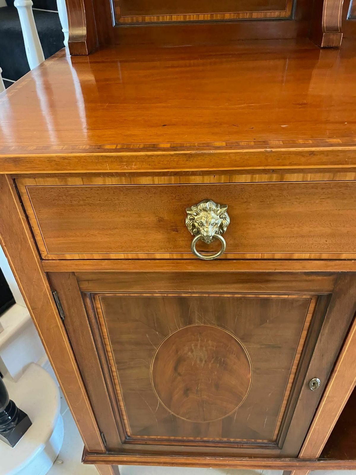 Superb Quality Large Antique Mahogany Inlaid Sideboard photo for sale