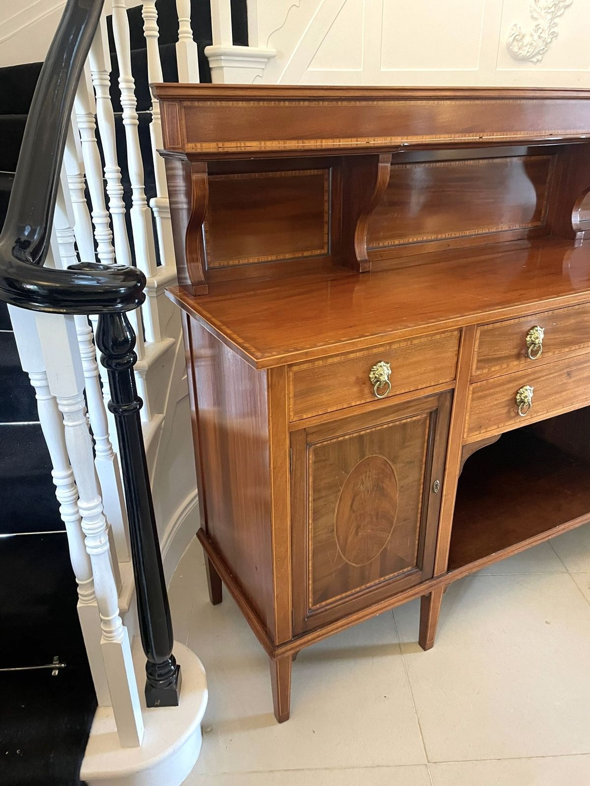 Superb Quality Large Antique Mahogany Inlaid Sideboard photo vintage