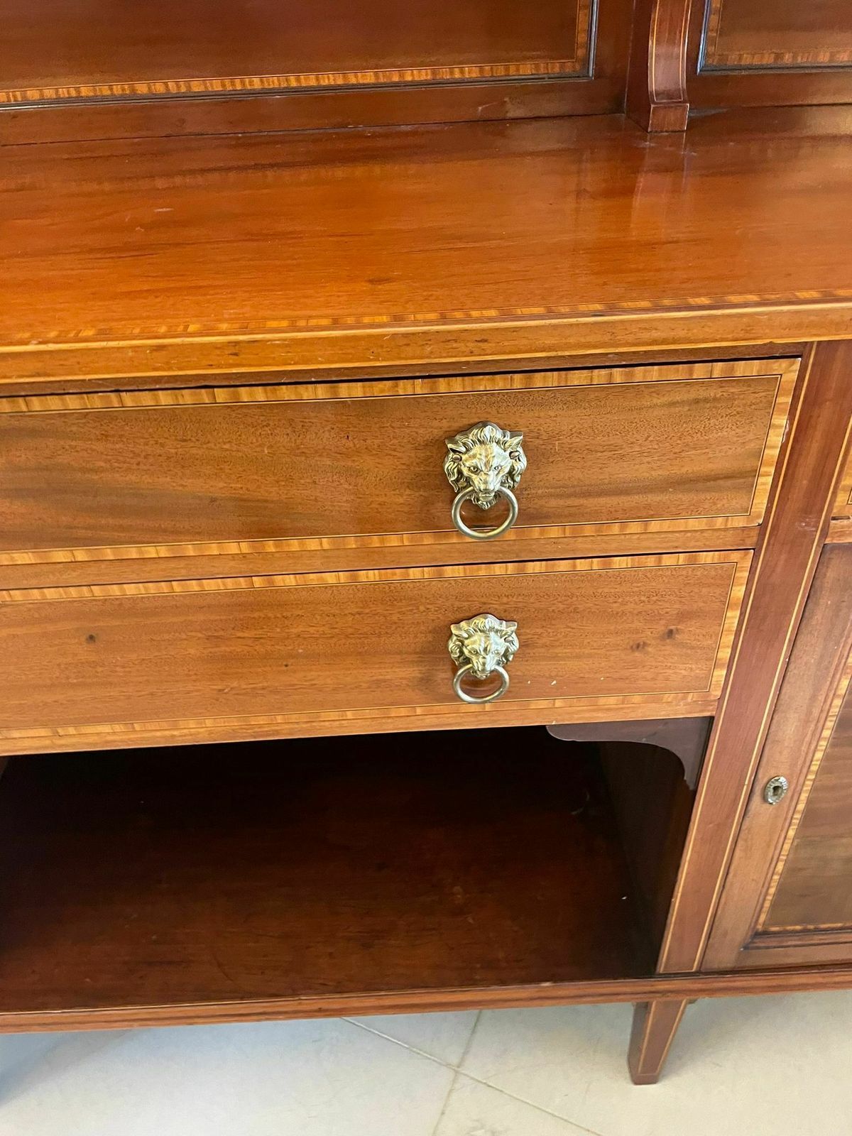 photo for sale Superb Quality Large Antique Mahogany Inlaid Sideboard
