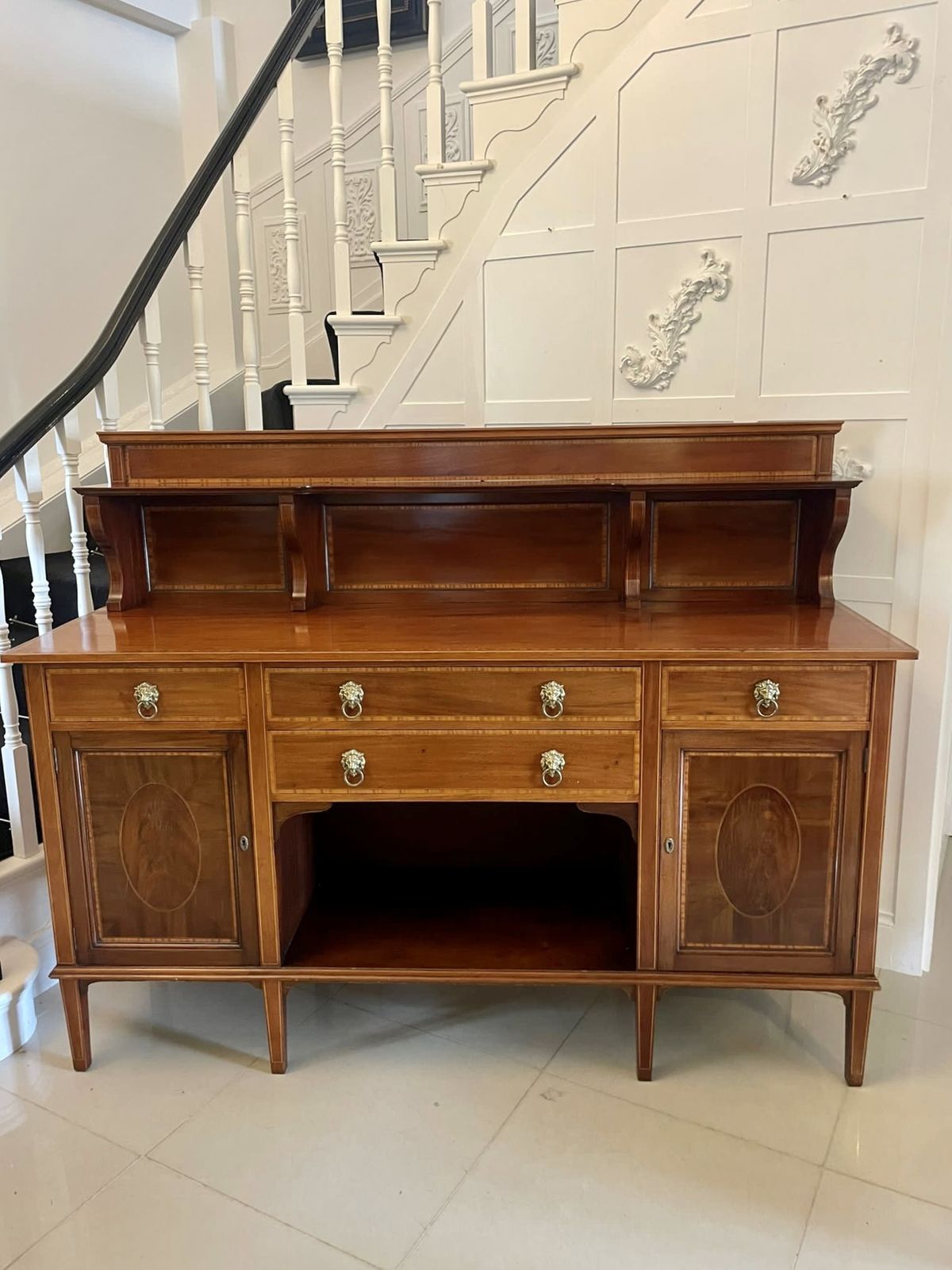 Superb Quality Large Antique Mahogany Inlaid Sideboard
