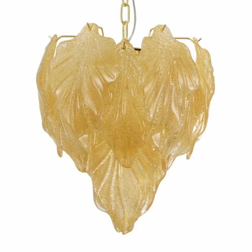 Suspension Chandelier With Murano Glass Leaves Italy 1990s photo furniture