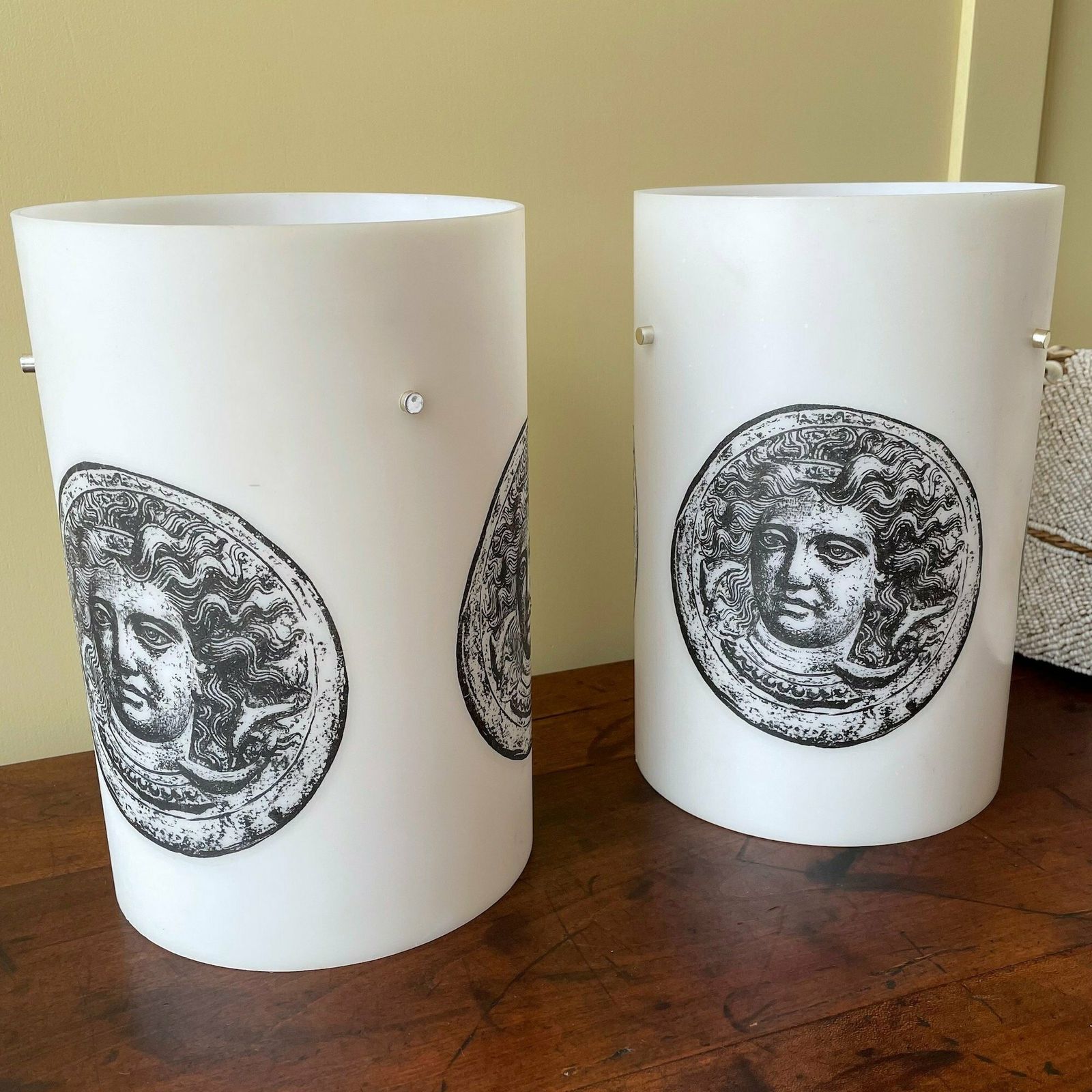 1960's Vintage Fornasetti Style Pendant Light Shades photo vinterior