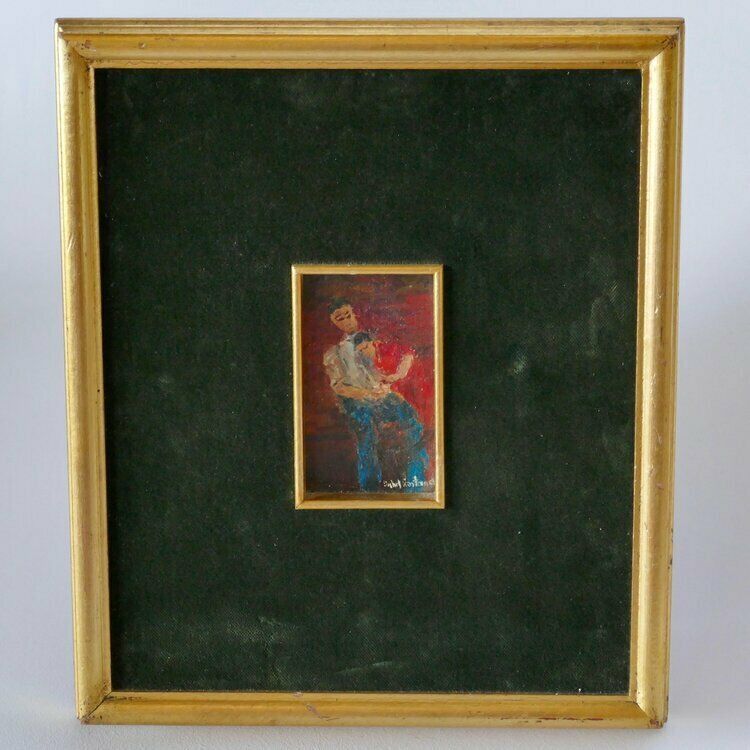 Michel Rostand Impressionist Oil Of A Couple Embracing