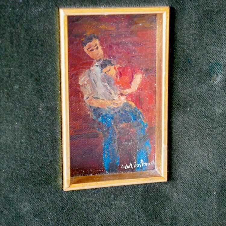 Michel Rostand Impressionist Oil Of A Couple Embracing photo furniture