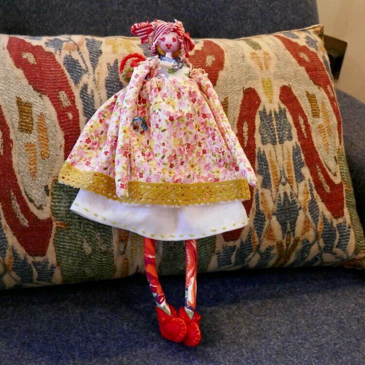 Hand Made Vintage Fabric Doll Fleur