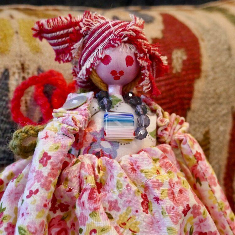 Hand Made Vintage Fabric Doll Fleur photo for sale
